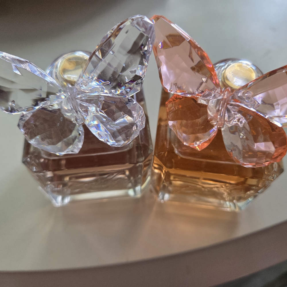 Crystal Butterfly Perfume Bottles - Clear and Pink